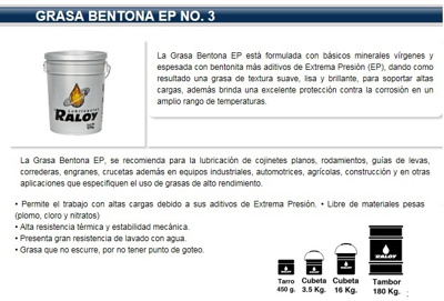 GRASA BENTONA EP-3 16 KGS. #RALOY
