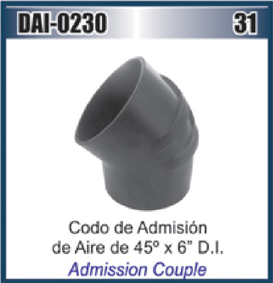 MANGUERA CODO 6" X 45° ADMISION AIRE (HS-104) #DAI