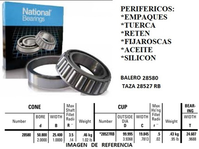 BALERO F.PRINC.TRAS. TREMEC CL550  ((P-10) #NATIONAL