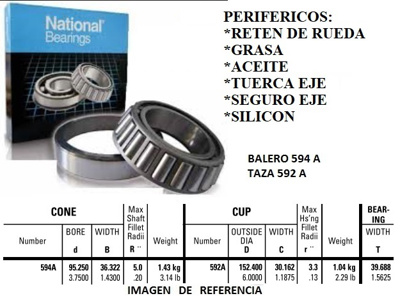 BALERO EJE TRAS. INT. TRACTO ((P-10) #NATIONAL