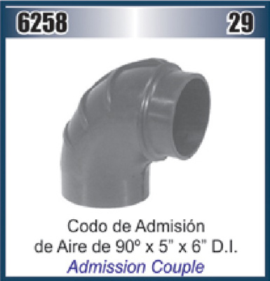MANGUERA CODO 6" X 5" X 90° ADMISION AIRE (HS-104/88) #DAI