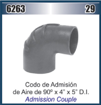 MANGUERA CODO 5" X 4" X 90° ADMISION AIRE HS-88/72 #DAI
