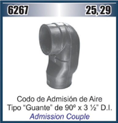 MANGUERA CODO 3-1/2 X 90° ADMISION AIRE "GUANTE" NAVISTAR #DAI