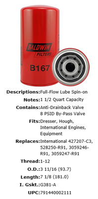 FILTRO OIL AVC (12) NAVISTAR LF690 GP10 GP54 LFP54 LFP880 P558250 #BALDWIN