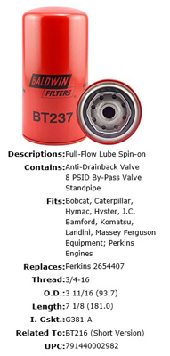 FILTRO OIL AFC (12) LF699 GP31 PERKINS LFP2292 PH299 P554407 #BALDWIN