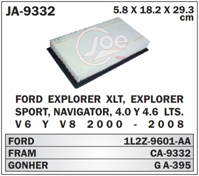 FILTRO AIRE FORD EXPLORER 02-10 =GA395 ((P-10) #JOE